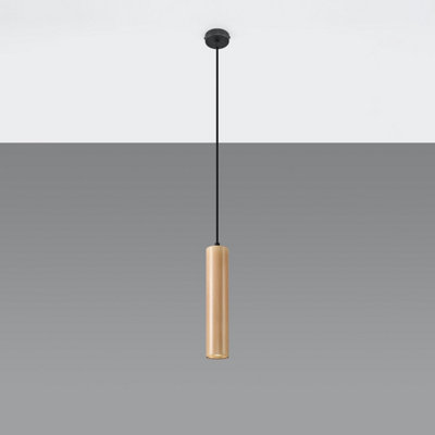 Sollux Lighting Lino Wood Natural 1 Light Classic Pendant Ceiling Light from B&Q
