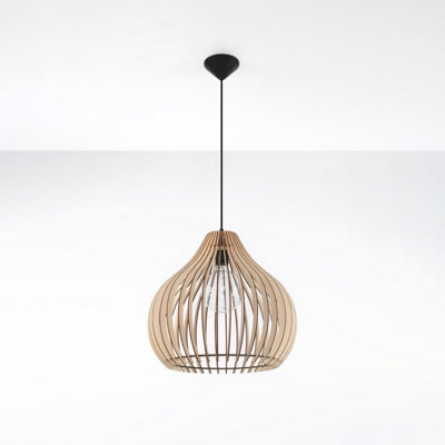 Sollux Ing Aprilla Wood Natural 1 Classic Pendant Ceiling Light
