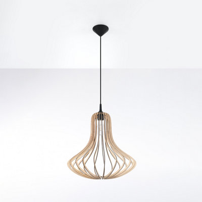 Sollux Lighting Elza Wood Natural 1 Light Classic Pendant Ceiling Light from B&Q
