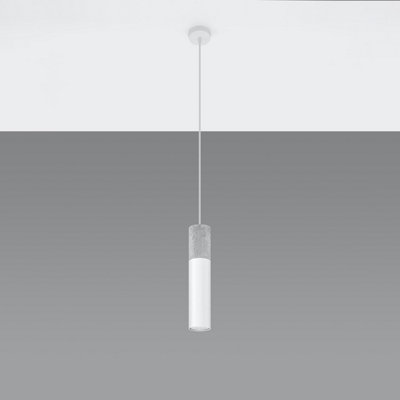 Sollux Lighting Borgio Concrete & Steel White 1 Light Classic Pendant Ceiling Light from B&Q