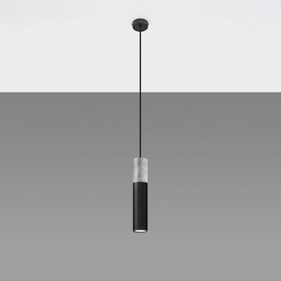 Sollux Lighting Borgio Concrete & Steel Black 1 Light Classic Pendant Ceiling Light