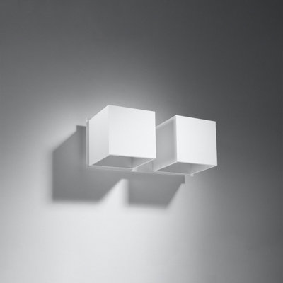 Sollux Lighting Quad Aluminium White 2 Light Classic Wall Light from B&Q