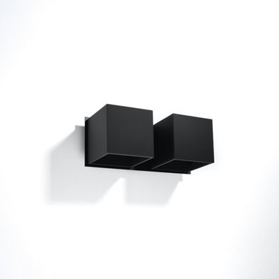 Sollux Lighting Quad Aluminium Black 2 Light Classic Wall Light from B&Q
