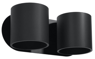 B&Q -  Luminosa Orbis Twin Round Up & Down Wall Lamp Black G9