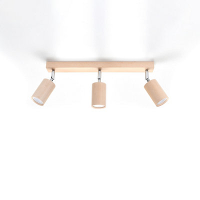 Sollux Lighting Berg Wood Natural 3 Light Classic Ceiling Light from B&Q