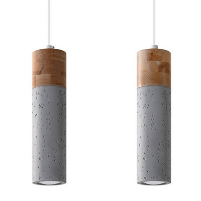 Sollux Lighting Pendant Lamp Zane 2 Grey - Grey/Natural Wood - Image 4