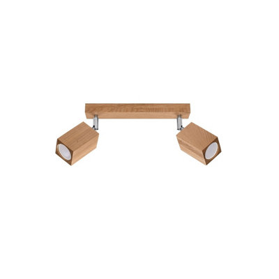 B&Q -  Luminosa Keke Oak Square Twin Ceiling Spotlight Wood2X Gu10