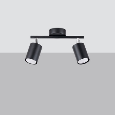 Sollux Lighting Lemmi Steel Black 2 Light Classic Ceiling Light from B&Q
