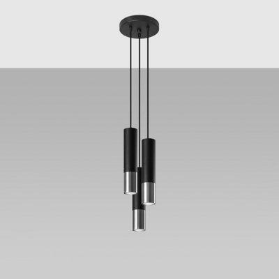 Sollux Lighting Loopez Steel /Chrome 3P Classic Pendant Ceiling Black/Light