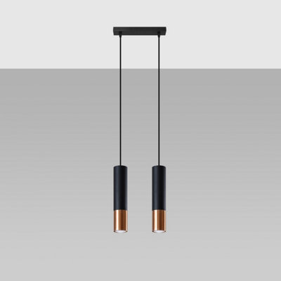 Sollux Lighting Loopez Steel Black/copper 2 Light Classic Pendant Ceiling Light from B&Q