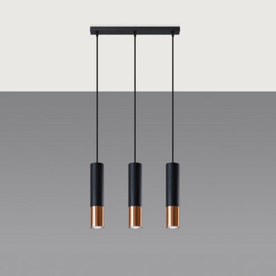 Sollux Lighting Loopez Steel /Copper 3L Classic Pendant Ceiling Black/Light