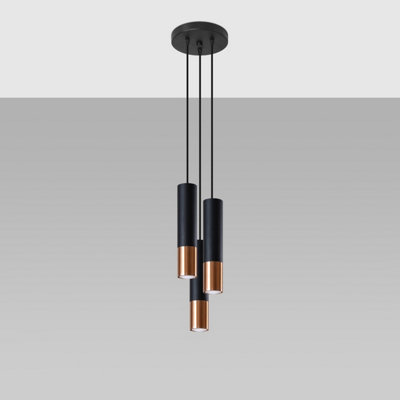 Sollux Lighting Loopez Steel Black/copper 3P Light Classic Pendant Ceiling Light from B&Q