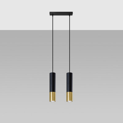 Sollux Lighting Loopez Steel / 2 Classic Pendant Ceiling Black/Golden/Light