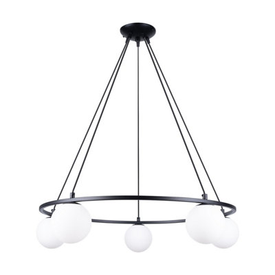B&Q -  Luminosa Yoli Modern Globe Pendant Ceiling Light Black 5X G9