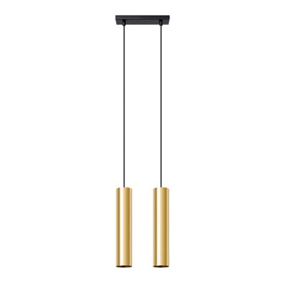 B&Q -  Luminosa Lagos Modern Bar Pendant Ceiling Light Polished Gold 2X Gu10