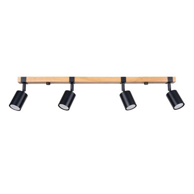 Sollux Lighting Ceiling Lamp Fager 4L Black - Black/Natural Wood - Image 2