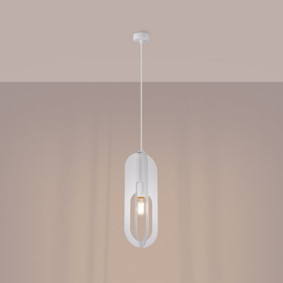 B&Q -  Luminosa Nicus Wire Frame Pendant Ceiling Light White
