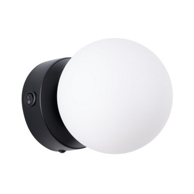 B&Q -  Luminosa Yoli Modern Globe Wall Lamp Black