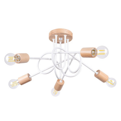 B&Q -  Luminosa Ember Minimalist Semi Flush Ceiling 5 Light White