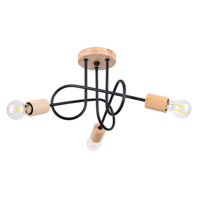 B&Q -  Luminosa Ember Minimalist Semi Flush Ceiling 3 Light Black