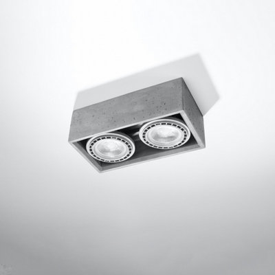 Sollux Lighting Quatro Concrete Grey 2 Light Classic Ceiling Light from B&Q
