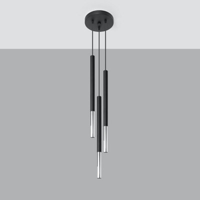Sollux Lighting Mozaica Steel Black/chrom 3P Light Classic Pendant Ceiling Light from B&Q