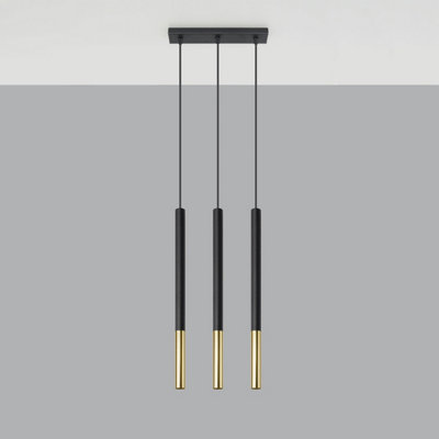 Sollux Lighting Mozaica Steel Black/golden 3L Light Classic Pendant Ceiling Light from B&Q