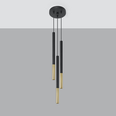 Sollux Lighting Mozaica Steel Black/golden 3P Light Classic Pendant Ceiling Light from B&Q