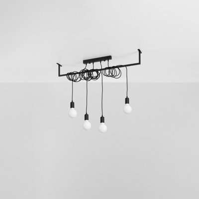Sollux Lighting Salamanca Fabric & Steel Black 4 Light Classic Chandelier from B&Q