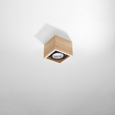 Sollux Lighting Quatro Wood Natural 1 Light Classic Ceiling Light from B&Q