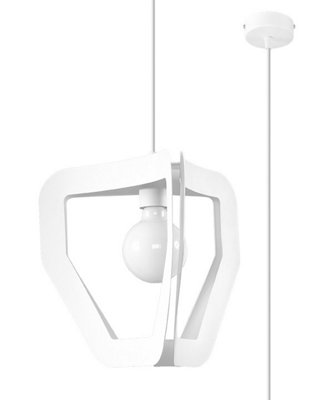 B&Q -  Luminosa Tres Modern Wire Frame Pendant Light White E27
