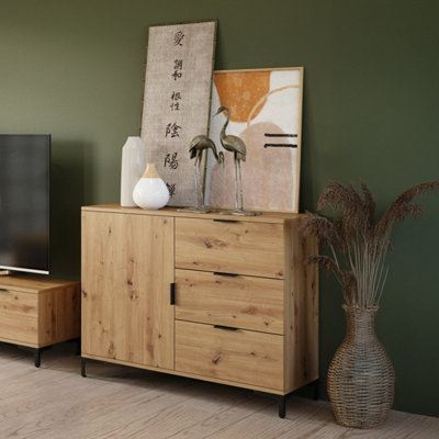 Heze Furniture Lana Modern Sideboard With Drawers And Cabinet In Oak Artisan from B&Q