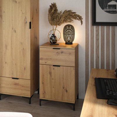 Heze Furniture Lana Modern Slim Sideboard With Drawer And Cupboard In Oak Artisan from B&Q