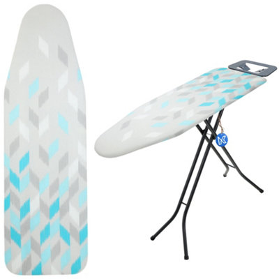 KADAX Ironing Board Cover With Elastic Band, Practical Ironing Cover, Ironing Board Cover For Steam Irons (Grey-Blue, M)