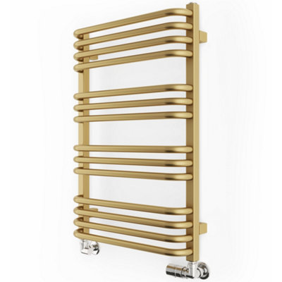 Terma Alex T-Rail Brass Effect Electric & Gas Flat Towel Warmer (W)500Mm X (H)760Mm