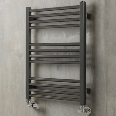 Terma Fiona Electric & Gas Flat Towel Warmer (W)500Mm X (H)660Mm Grey