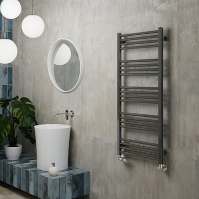 Terma Grey Fiona Electric & Gas Flat Towel Warmer (W)500Mm X (H)1140Mm Size 4