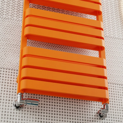 B&Q -  Warp T Bold Orange Hydronic Flat Towel Warmer (W)500mm X (H)1110mm