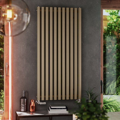 B&Q -  Rolo Room Mocha Hydronic Vertical Designer 3028Btu Radiator(W)590mm X (H)1200mm