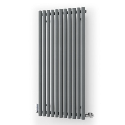B&Q -  Rolo Room Light Grey Electric Horizontal Or Vertical Designer 3028Btu Radiator(W)590mm X (H)1200mm