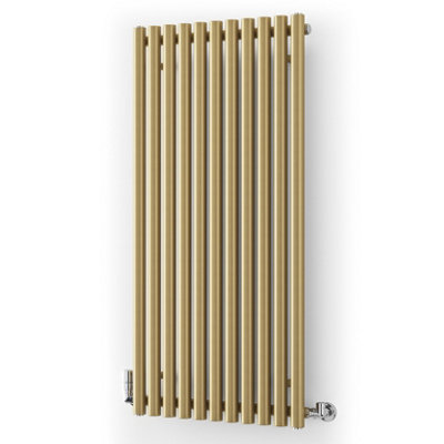 B&Q -  Rolo Room Brass Electric Horizontal Or Vertical Designer 3028Btu Radiator(W)590mm X (H)1200mm