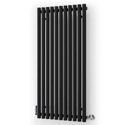 B&Q -  Rolo Room Black Electric Horizontal Or Vertical Designer 3028Btu Radiator(W)590mm X (H)1200mm