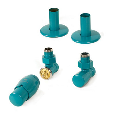 Terma Royal Teal Angled Radiator Valve & Lockshield (Dia)15Mm X ½"