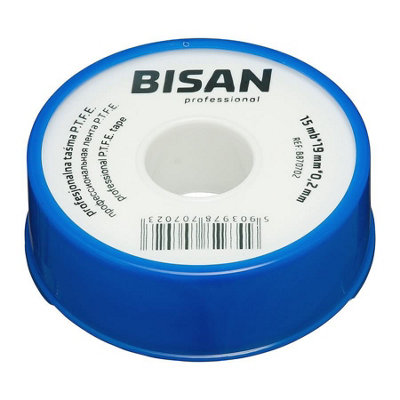 Bisan Water Plumbers Teflon White Ptfe Tape Thread Seal Leak Fix 15M X 19mm X 0.2mm from B&Q
