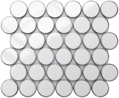 Ilcom Mosaic Tile Sheet In Ceramic On Mesh 30.6Cm X 26.5CmWhite Dots from B&Q