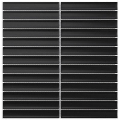 Ilcom Mosaic Tile Sheet In Ceramic On Mesh 29.5Cm X 29CmBlack Piano from B&Q