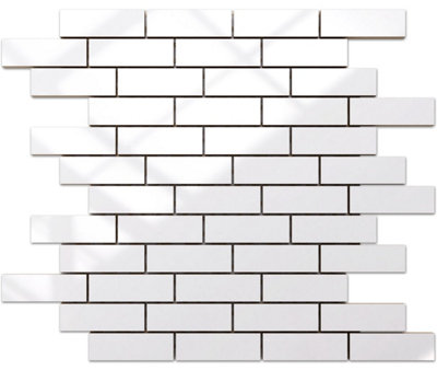 Ilcom Ceramic Mosaic On Mesh For Bathroom Or Kitchen 298mm X 373mmIrregular White Brick