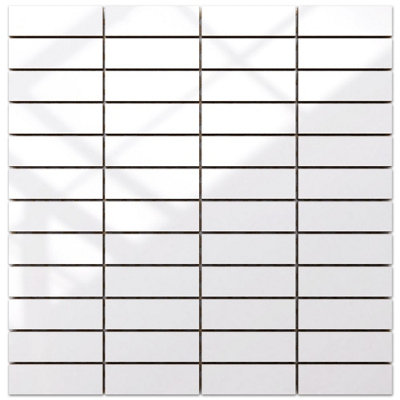 B&Q -  Ceramic Mosaic On Mesh For Bathroom Or Kitchen 298mm X 298mmRegular White Brick