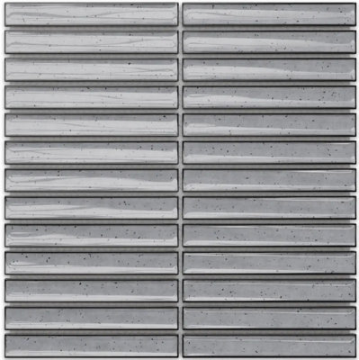 Ilcom Mosaic Tile Sheet In Ceramic On Mesh 29.5Cm X 30CmGrey Piano from B&Q