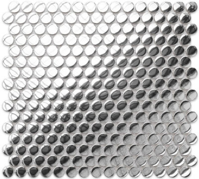Ilcom Mosaic Tile Sheet In Ceramic On Mesh 31.7Cm X 29.3CmSilver Dots from B&Q